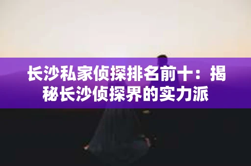 长沙私家侦探排名前十：揭秘长沙侦探界的实力派