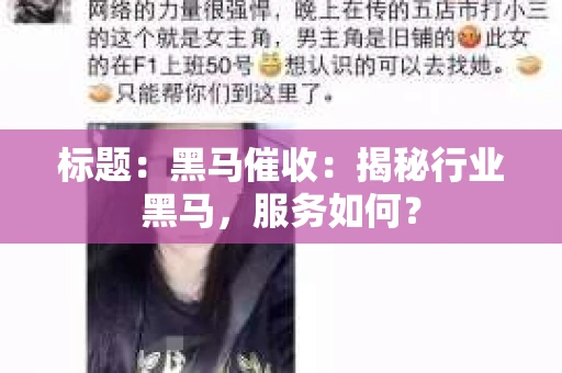 标题：黑马催收：揭秘行业黑马，服务如何？